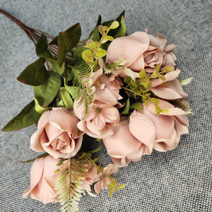 D050835 Artificial <strong>Fake</strong> Flowers Silk Artificial <strong>Roses</strong> 11 Heads Bridal Wedding Bouquet for Home Garden Party Wedding Decoration - Product Image 6