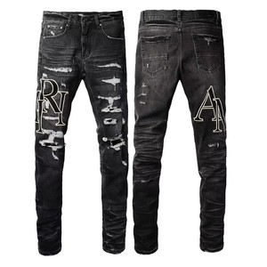 Jeans de Mezclilla Orgánica Rectos para Hombre, Estilo Formal, Cintura Media, con Pliegues y Efecto Desgastado, Color Negro, para Primavera - Product Image 6