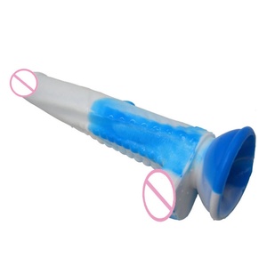 ของเล่นทางเพศสำหรับผู้หญิงขนาด 9 นิ้ว รุ่น FAAK BW159 สีน้ำเงินกรมท่า-ขาว หัวเล็ก นุ่ม กระชับ ดิลโด้ซิลิโคนแบบมีปุ่ม ดิลโด้รูปทรงสัตว์ รูปทรงมังกร - Product Image 4