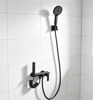 WEIHAO Système de douche mural noir avec barre coulissante, douchette à main et kit de pulvérisation bidet de nettoyage
