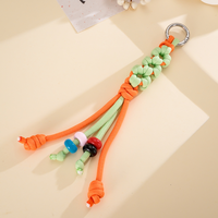 Porte-clés pendentif tissé à la main avec perles florales - Polyester