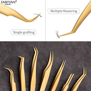 Pinset Ekstensi Bulu Mata Berkualitas Tinggi 45 90 Derajat Ujung Runcing Bahan Stainless Steel Warna Emas - Product Image 5