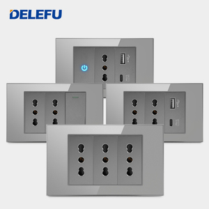 Delefu ổ cắm tiếng hiện đại và đơn giản Hỗ trợ sạc nhanh Type-C 20W và thiết kế bảng điều khiển kính USB kép - Product Image 3