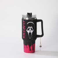 Gobelet isotherme portable en acier inoxydable de 40 oz pour voiture, avec paille, personnalisable, motif dessin animé d'Halloween, pour étudiants, vente en gros, haute qualité