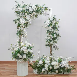 QSLH Ti506, свадебный фон, Декор, искусственный чистый свадебный фон, комбинированный декоративный цветочный шар, белый цветок, бегун