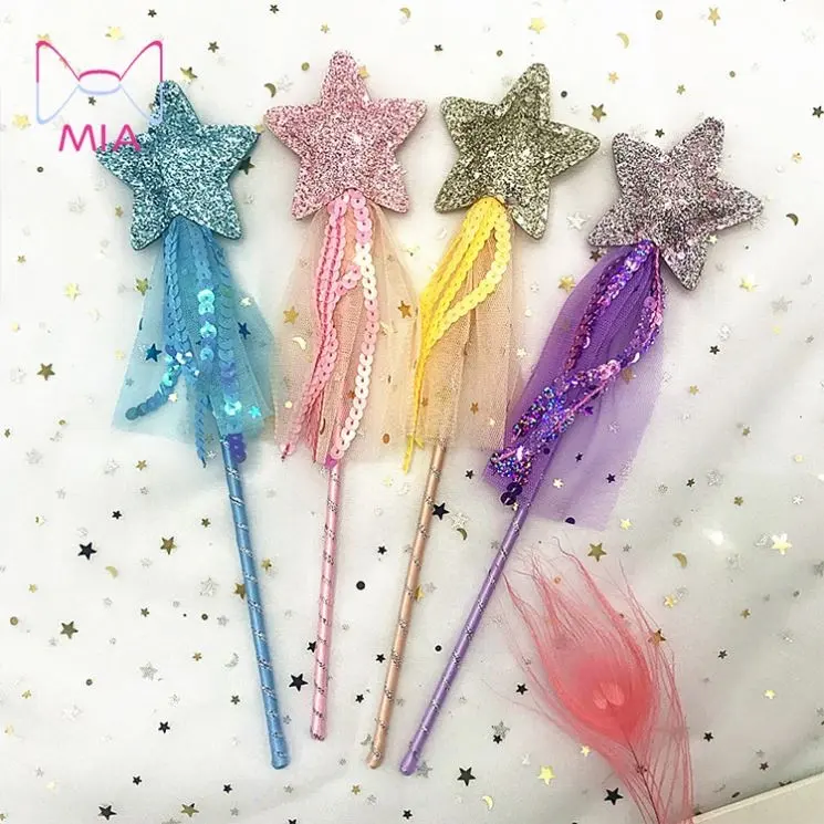 MIA Hot Cute Dreamlike Five Pointed Star Fairy Wand Kids Magic Stick Girl Birthday Gift Party Halloween Princess Cosplay Props
