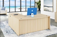Mobilier de bureau Bureau en bois en forme de L avec rangement, Bureau à plateforme marine 4 tiroirs