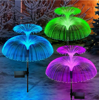 Lampe solaire à fibre optique en forme de méduse à changement de couleur pour l'extérieur, pelouse, cour, éclairage paysager de Noël