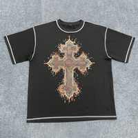 T-shirt graphique ample pour homme en jersey de coton 300 g/m² coupe oversize à épaules tombantes, col rond, style streetwear