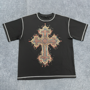 Camiseta Gráfica Oversize de Algodón Jersey de 300 GSM para Hombre, Cuello Redondo, Ajuste Holgado, Hombros Caídos, Estilo Urbano - Product Image 4