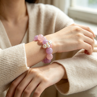Bracelet en perles de Kunzite naturelle de Madagascar et de quartz rose, énergie curative, soulagement de l'anxiété, Feng Shui, bracelet en pierre de quartz avec perle