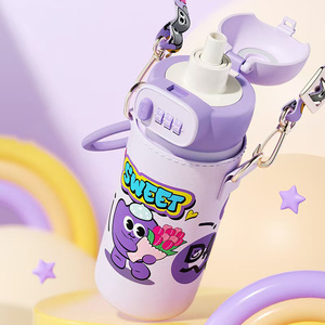 Taza <span class=keywords><strong>termo</strong></span> para niños con cerradura de combinación de dibujos animados, <span class=keywords><strong>botella</strong></span> de agua al vacío aislada de acero inoxidable con tapa de paja para estudiantes - Product Image 5