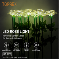 TOPREX Bon prix Roses blanches et rouges artificielles à LED, fleurs dorées et roses pour la décoration de jardin extérieur et de mariage