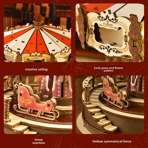 Boîte à musique personnalisée, kit de <span class=keywords><strong>puzzle</strong></span> en bois <span class=keywords><strong>3D</strong></span>, carrousel en bois personnalisé, puzzles <span class=keywords><strong>3D</strong></span> pour adultes, fabrication pour adultes - Product Image 2