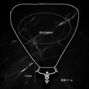 Collier pendentif squelette en acier inoxydable unisexe, longue chaîne, bijoux de mode pour soirée - Product Image 2