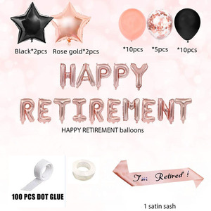 Kit de ballons en lettres « Joyeux <span class=keywords><strong>retraite</strong></span> », ensemble de ballons en aluminium pour bouteille de vin et verre à vin pour décorations de fête de <span class=keywords><strong>retraite</strong></span> - Product Image 2