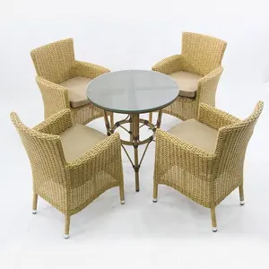 Мебель для патио, Круглый французский бистротовый стол с 4 стульями, кафе, ресторан, отель, сад, ротанги, штабелируемые стулья