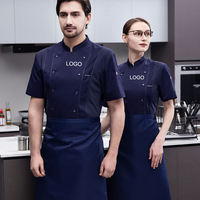 Veste de chef personnalisée à manches courtes, idéale pour la pâtisserie hôtelière et la préparation de plats chinois et occidentaux.