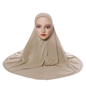 Jersey de algodón para mujer, hiyab árabe, doble capa, sólido, verano, borde transpirable, pañuelo para la cabeza, gasa elástica alta, uso diario, Gato Ming - Product Image 5