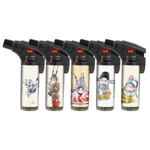 Arrive China Peking Opera Design Refillable Windproof Candle <b>BBQ</b> Jet Slant Torch <b>Lighter</b> for Cigar - Product Image 6