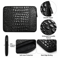 Sarung Laptop Tekstur Kulit Buaya Hitam Kustom, Tas Laptop Berbahan Neoprena Pelindung Komputer, Tas Laptop Motif Kulit Buaya