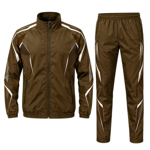 Survêtement coupe-vent léger personnalisé pour hommes avec veste zippée intégrale et pantalon à taille élastique pour la course et l'entraînement sportif - Product Image 1