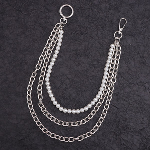 Hip Hop Style Metal Pearl Waist <b>Chain</b> Multi Layered Imitation Pearl <b>Jeans</b> Accessory For Daily Wear Street Dance Fashion Body - Product Image 2