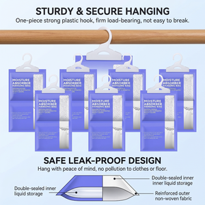 Sac <span class=keywords><strong>d</strong></span>éshumidificateur suspendu avec fenêtre transparente, <span class=keywords><strong>absorbeur</strong></span> <span class=keywords><strong>d</strong></span>'<span class=keywords><strong>humidité</strong></span> haute performance pour placard, armoire, maison, chambre - Product Image 5