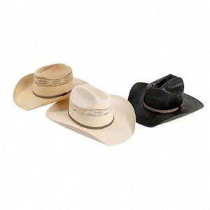 Factory Wholesale Paper <b>Straw</b> Cowboy <b>Hat</b> Chapeau <b>Men</b> Women High Quality Wide Brim Panama <b>Straw</b> <b>Hat</b> for Summer - Product Image 2
