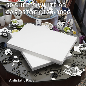 50 Hojas de Papel para Manualidades Antiestático de Color Blanco A3 120g-300g, Papel para Pintar a Mano - Product Image 2
