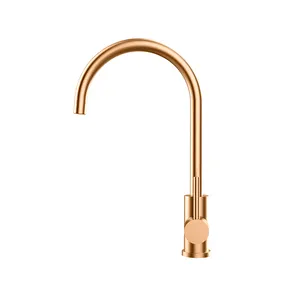 Mélangeurs d'évier Robinet de cuisine Mélangeur en acier inoxydable Or rose Swan Pivotant 360 304 Robinets d'évier Robinet OEM Taizhou Robinet de lavage