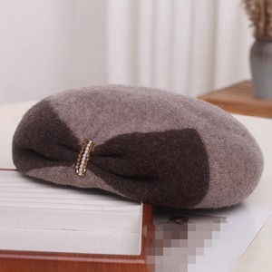 Hiver femmes mode dames femmes fille <span class=keywords><strong>français</strong></span> <span class=keywords><strong>jacquard</strong></span> nœud papillon béret chapeau peintre artiste casquette laine feutre chapeaux - Product Image 5