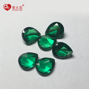 love Fire <strong>Gems</strong> High Quality Pear <strong>Machine</strong> <strong>Cut</strong> Green Nano Crystal Glass Stone China Synthetic Nano - Product Image 2
