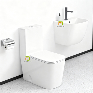 Sanitaire Suites Carré Une Pièce <span class=keywords><strong>Toilette</strong></span> et Mur Accroché Lavabo Évier Céramique Eau Placard Wc <span class=keywords><strong>Toilette</strong></span> Ensemble pour Salle De Bains Hôtel - Product Image 1