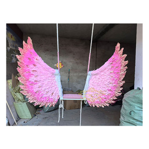 Alas de Ángel de Plumas Doradas y Rosas para Boda, Fondo Rosa, Decoración para Boda, Accesorios para Fotos de Alas de Ángel, Estrella de Cine - Product Image 2