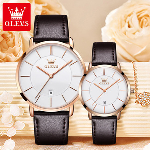 OLEVS japon-montre à Quartz <span class=keywords><strong>pour</strong></span> Couple, ensemble de montres <span class=keywords><strong>pour</strong></span> hommes et femmes, Date automatique, cadeau de saint-valentin, 5869 - Product Image 2