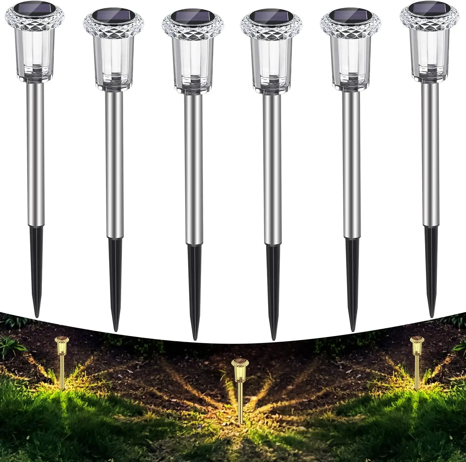 Auting Luzes solares para exteriores lâmpadas solares para jardim ao ar livre branco quente IP65 à prova d'água sem fio LED Luzes de jardim para quintal e varanda