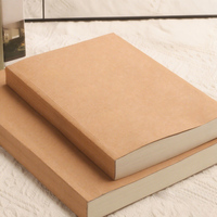 Organiseur/Agenda A5 Mignon avec Reliure Thermique, Couverture Simple en Papier Kraft Imprimé, Papier Ligné pour Étudiants, Dos Coloré