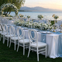 Chaise Phoenix blanche en polypropylène, chaise de mariage empilable