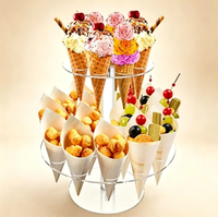 Présentoir élégant en acrylique léger (0,5 kg) à 16 trous pour cornets de crème glacée et pop-corn, idéal pour les mariages, les fêtes et les buffets.
