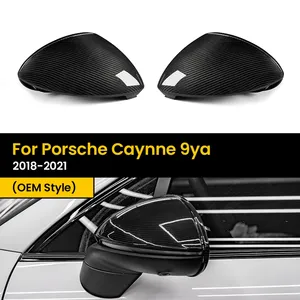 Real Dry Carbon Fiber Car <b>Door</b> Side Wing Rearview <b>Mirror</b> Cover Caps Glossy Direct Replacement for Porsche Cayenne 9ya 2018-2021 - Product Image 3