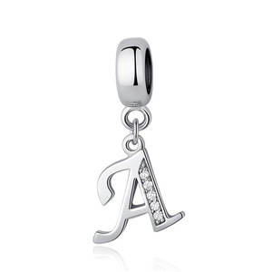 S925 sterling silver iniziale A-Z ciondola zircone 26 lettera di fascino del pendente di alfabeto Inglese branelli di fascino per il braccialetto <span class=keywords><strong>e</strong></span> la <span class=keywords><strong>collana</strong></span> - Product Image 1