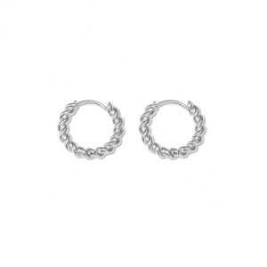 Boucles d'oreilles créoles torsadées en or 18 carats, non-ternissables, pour la vente en gros - Product Image 1