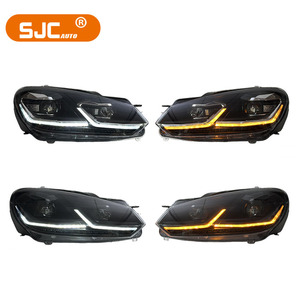 Conjunto de Faros Delanteros SJC para Volkswagen <span class=keywords><strong>Golf</strong></span> 6 <span class=keywords><strong>MK6</strong></span> 2010-2014, Faros LED Modificados, Luces Diurnas Delanteras Mejoradas - Product Image 1
