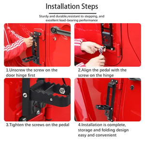 In Stock <strong>Door</strong> Hinge <strong>Steps</strong> Metal Folding <strong>Door</strong> Pedal Foot Pegs <strong>Step</strong> for Jeep Wrangler JK JL JT - Product Image 6