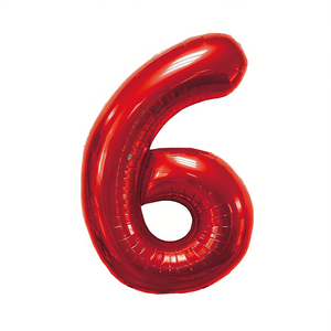 Globo de aluminio rojo con el número 6 para fiestas, 45 cm, relleno de helio, decoración para fiestas de cumpleaños - Product Image 1