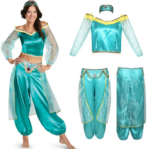 Costume <span class=keywords><strong>de</strong></span> princesse <span class=keywords><strong>Jasmine</strong></span> Aladdin pour femmes adultes, ensemble <span class=keywords><strong>de</strong></span> déguisement pour Halloween, costumes pour spectacle <span class=keywords><strong>de</strong></span> scène d'Halloween - Product Image 1