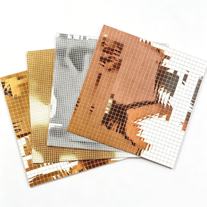 Wholesale 200x200mm Peel Stick <b>Acrylic</b> Mirror Mosaic Tile <b>1mm</b> Square Mini Mirror Mosaic Wall Decor <b>Sheet</b> for Wedding OEM Factory - Product Image 1