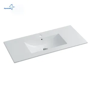 Aquacubic Modern 40 Inch Cabinet Countertop Rectangular Lavabo Wash Hand Ceramic Bathroom Sink Basin