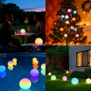 LED Boule Ronde Lumière Extérieure Jardin <span class=keywords><strong>Piscine</strong></span> Décoration de Noël Électrique Alimenté Paysage Télécommande, 8CM20CM15cm,30cm - Product Image 2